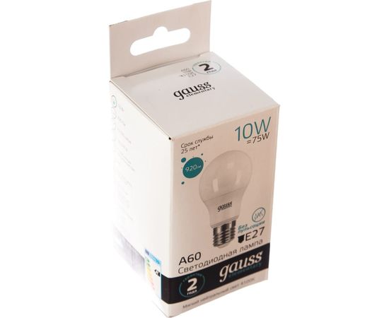 Лампа LED A60 10W E27 4100K Gauss Elementary 23220 – изображение 2