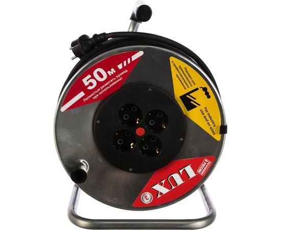 Силовой удлинитель на металлической катушке LUX К4-Е-50 50м 4 розетки с з/к 45150 4606400419471 – изображение 2