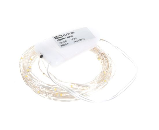 Светодиодная гирлянда TDM Роса 50, 50LED, 5м, 3000К, 2хCR2032 SQ0361-0055 – изображение 2