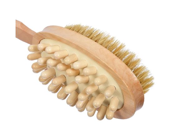 Деревянная щетка Банные штучки, двусторонняя с импульсным массажером, 42 см 40049 – изображение 5