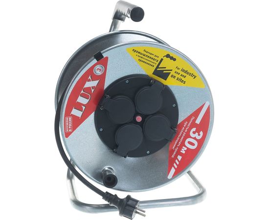 Силовой удлинитель на металл.катушке LUX 54130 К4-Е-30 КГ 3x1.5 30м 16А 4 роз. с з/к, защитой и крышк. IP44 4606400420392 – изображение 6