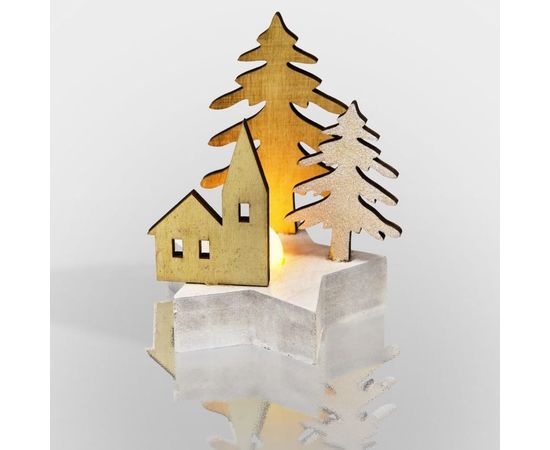Деревянная фигурка с подсветкой Neon-Night Домик в лесу 9х8х10 см 504-043 – изображение 3