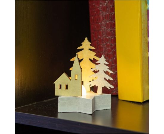 Деревянная фигурка с подсветкой Neon-Night Домик в лесу 9х8х10 см 504-043 – изображение 2