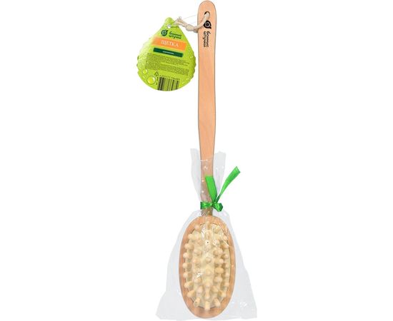 Деревянная щетка Банные штучки, двусторонняя с импульсным массажером, 42 см 40049 – изображение 2