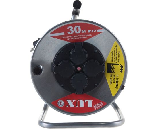 Силовой удлинитель на металл.катушке LUX 54130 К4-Е-30 КГ 3x1.5 30м 16А 4 роз. с з/к, защитой и крышк. IP44 4606400420392 – изображение 4