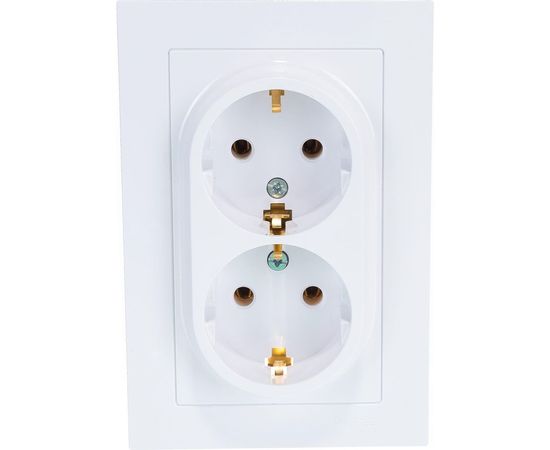 Розетка Schneider Electric 2-м ATLAS DESIGN с заземлением, 16А, в сборе, белая ATN000124 1240135 