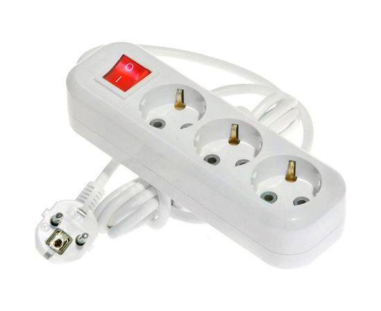 Сетевой удлинитель Lux У3-ЕВК-02 с выключателем 3-местный c заземлением 250 В 16 А 2 м 4606400419860 