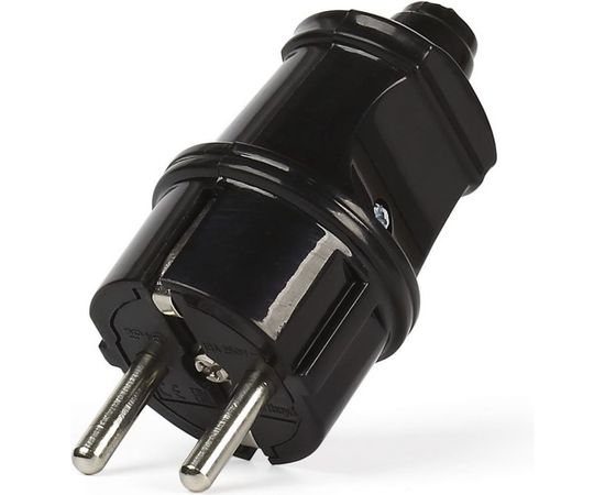 Прямая вилка Smartbuy с заземлением черная 16А 250В SBE-16-P01-b 