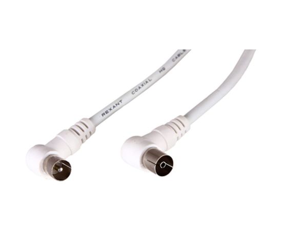 Шнур REXANT ТВ гнездо - ТВ штекер, угловой, длина 1,5 метра, белый 18-0022 