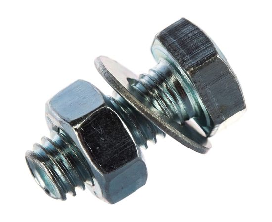 Болт Tech-Krep DIN933 с шестигранной головкой, оцинкованный М8х20 + гайка + шайба 4 шт - пакет 130185 