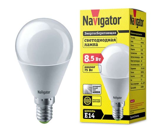 Светодиодная лампа NAVIGATOR 61 334 NLL-G45-8.5-230-4К-E14 61334 476072 
