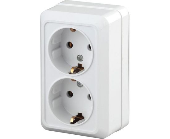 Розетка Intro 220401 2х2PE Schuko,16А, 250В, IP20, ОУ, Quadro, белый Б0027655 