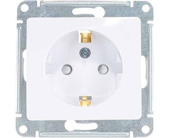 Механизм розетки Schneider Electric 1-м СП Glossa 16А защитные шторки, с заземлением, белый GSL000145 