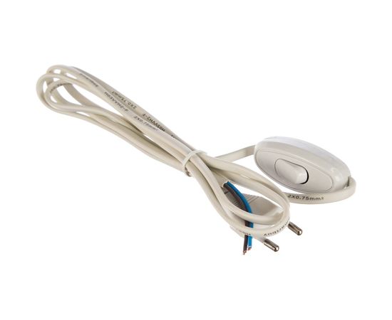 Шнур с плоской вилкой и проходным выключателем Smartbuy 1,7 метра белый ШВВП 2х0,75 SBE-06-P05-w 