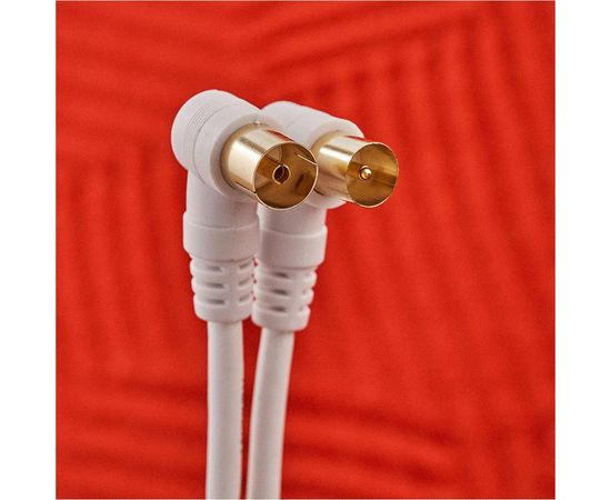 Шнур REXANT ТВ гнездо - ТВ штекер, угловой, длина 1,5 метра, белый 18-0022 – изображение 5