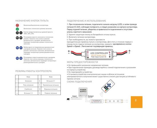Диммер-радио SWG Mini с пультом, 5-24 вольта, 6А, RF-DIM-11-6A 00-00002309 – изображение 2