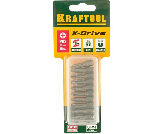Биты "EXPERT" (C 1/4"; PH 2; 25 мм; 10 шт.) KRAFTOOL 26121-2-25-10 – изображение 2