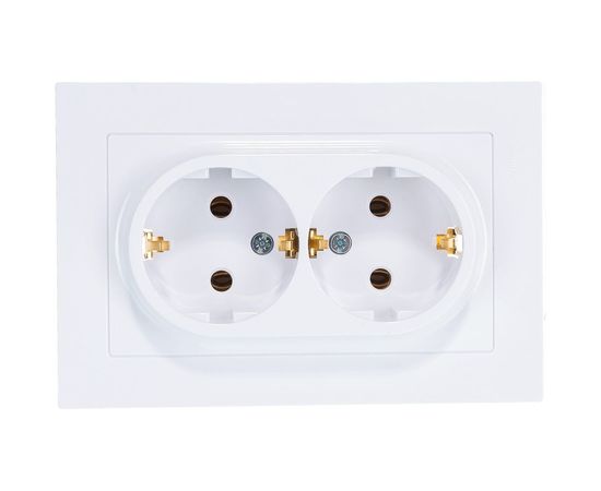 Розетка Schneider Electric 2-м ATLAS DESIGN с заземлением, 16А, в сборе, белая ATN000124 1240135 – изображение 3