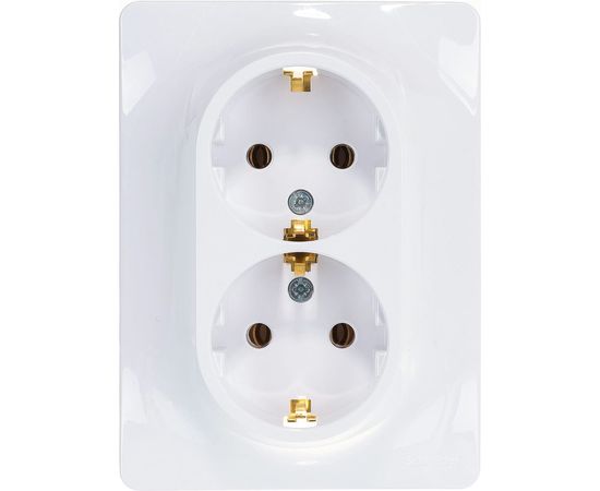 Двухместная розетка Schneider Electric СП Glossa с заземлением, в сборе белая GSL000124 – изображение 2