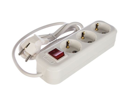 Сетевой удлинитель Lux У3-ЕВК-02 с выключателем 3-местный c заземлением 250 В 16 А 2 м 4606400419860 – изображение 3