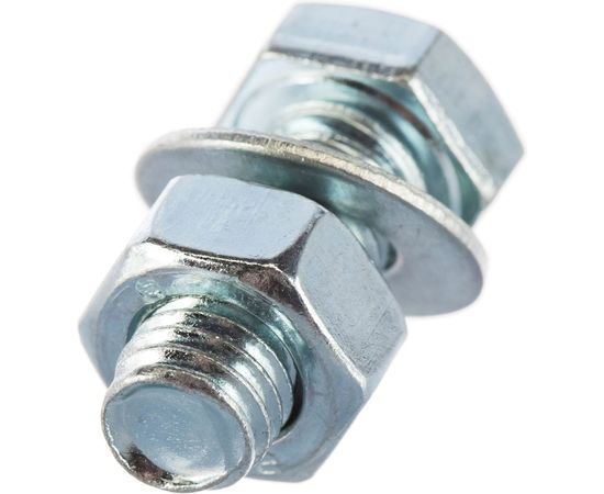 Болт Tech-Krep DIN933 с шестигранной головкой, оцинкованный М8х20 + гайка + шайба 4 шт - пакет 130185 – изображение 2