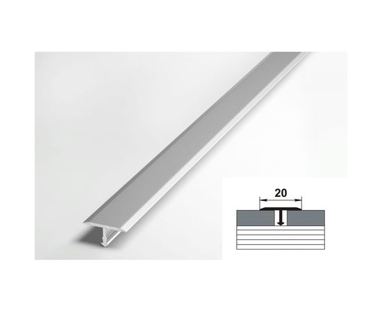 Порог т-образный алюминиевый (20 мм; 2.7 м; анодированный; серебро) Лука УТ000038573 – изображение 2