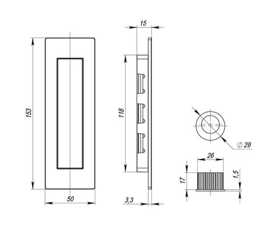 Ручка для раздвижных дверей ARMADILLO SH010 URB BL-26 черный 42391 – изображение 3