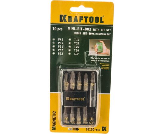 Набор бит с магнитным адаптером Kraftool 26130-H10 – изображение 4