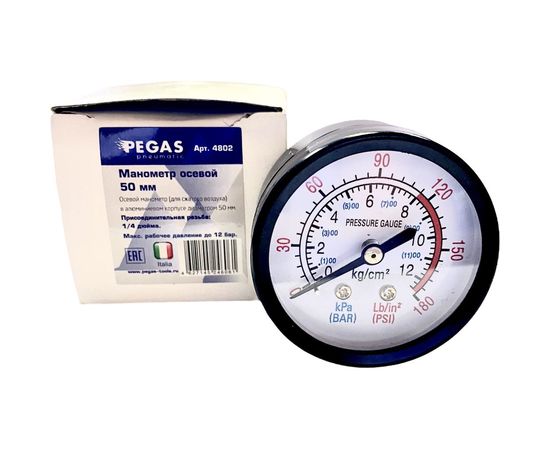 Манометр для компрессора 50 мм 1/4 Pegas pneumatic 4802 – изображение 3