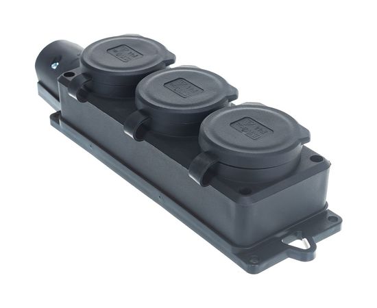 Однофазная 3-х местная колодка с заглушками, каучук UNIVersal 1323 