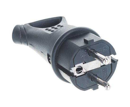 Угловая однофазная вилка с ушком, каучук UNIVersal 0003 