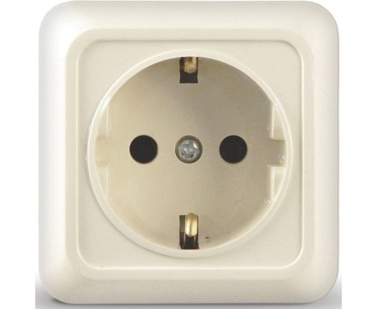 Розетка с заземлением, бежевая UNIVersal Олимп Б-О0028 