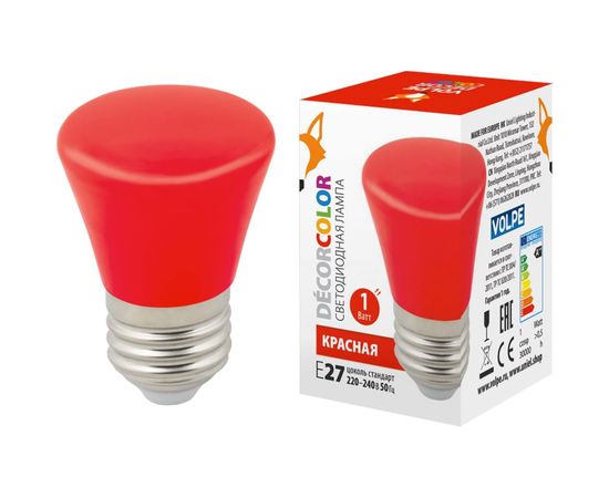 Декоративная светодиодная лампа Volpe LED-D45-1W/RED/E27/FR/С BELL UL-00005638 