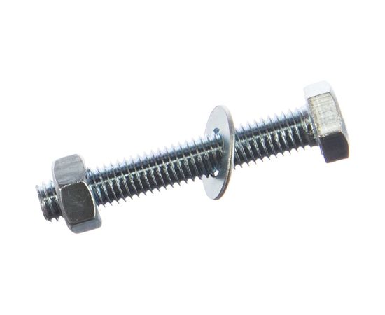 Болт Tech-Krep DIN933 с шестигранной головкой, оцинкованный М8х50 + гайка + шайба 4 шт - пакет 114053 