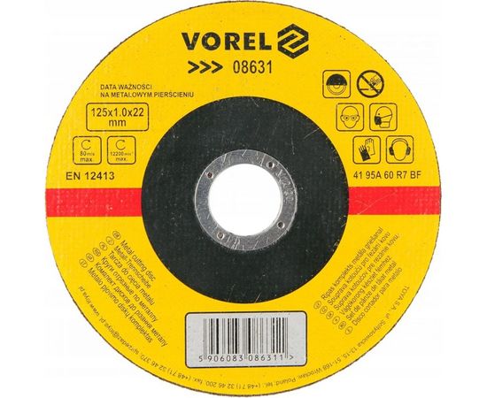 Диск отрезной по металлу (125х1х22 мм) VOREL 08631 