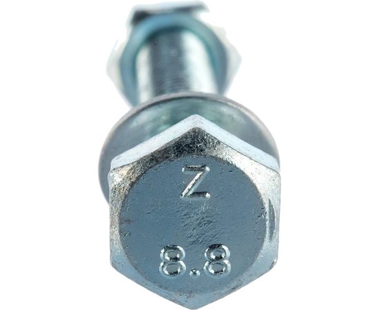 Болт Tech-Krep DIN933 с шестигранной головкой, оцинкованный М10х80 + гайка + шайба 2 шт - пакет 114057 – изображение 3