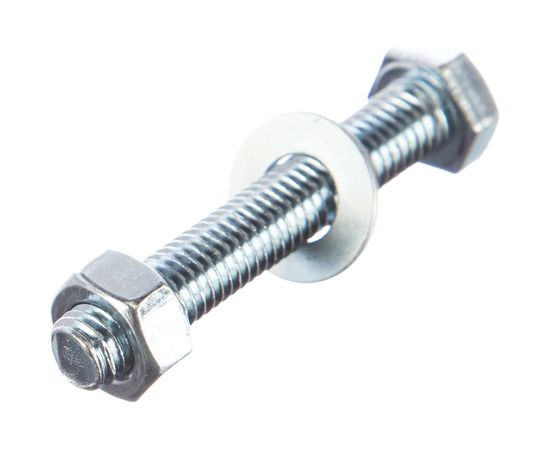 Болт Tech-Krep DIN933 с шестигранной головкой, оцинкованный М8х50 + гайка + шайба 4 шт - пакет 114053 – изображение 5