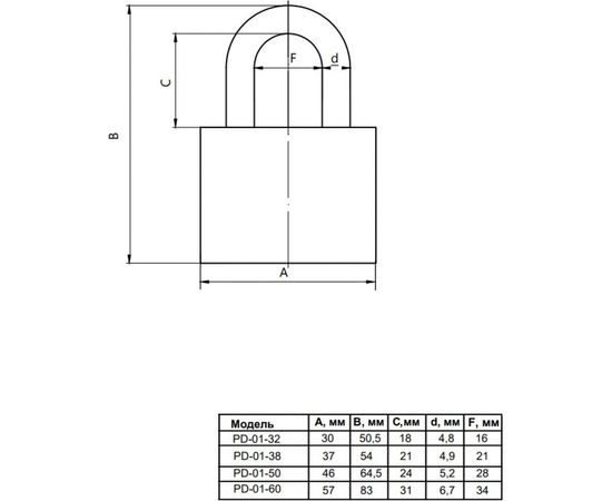 Навесной замок Vanger PD-01-32 28880 – изображение 2
