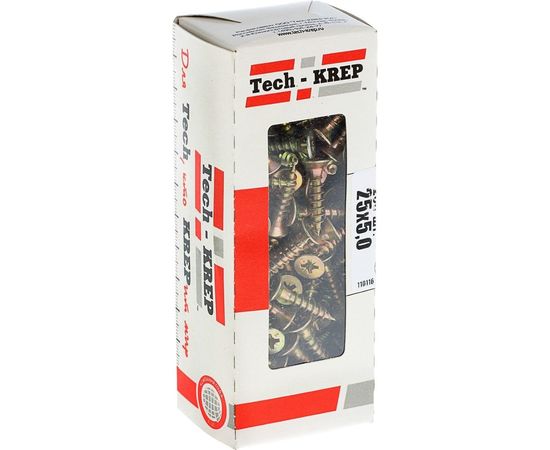 Универсальный саморез Tech-Krep 25х5,0 мм 200 шт желтый, коробка с окном 102259 – изображение 2