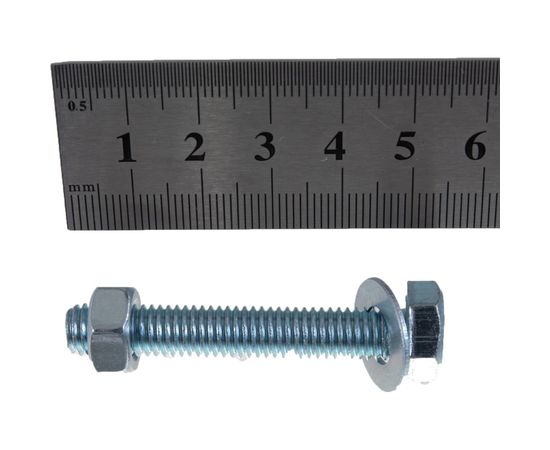 Болт Tech-Krep DIN933 с шестигранной головкой, оцинкованный М8х50 + гайка + шайба 4 шт - пакет 114053 – изображение 6