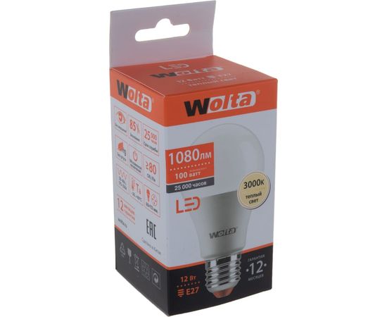 Лампа Wolta 12 Вт LED, 3000K, 25Y60BL12E27 – изображение 2