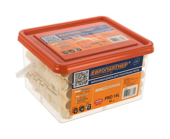 Нейлоновый дюбель для крепления строительных лесов ЕВРОПАРТНЕР PND-14L 14х100 mm, 40 шт 86882 – изображение 2