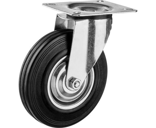 Колесо поворотное (125 мм; г/п 100 кг; резина/металл; игольчатый подшипник) ЗУБР 30936-125-S 