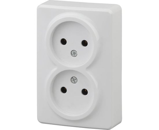 Розетка ЭРА 11-2202-01 2х2P, 16A-250В, IP20, ОУ, Эксперт, белый Б0020682 