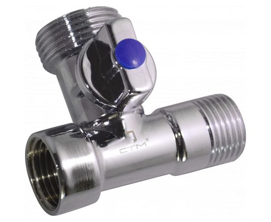 Шаровой кран для бытовых приборов СТМ 1/2х3/4х1/2", г/ш/ш, флажок, хром CA3H1234 
