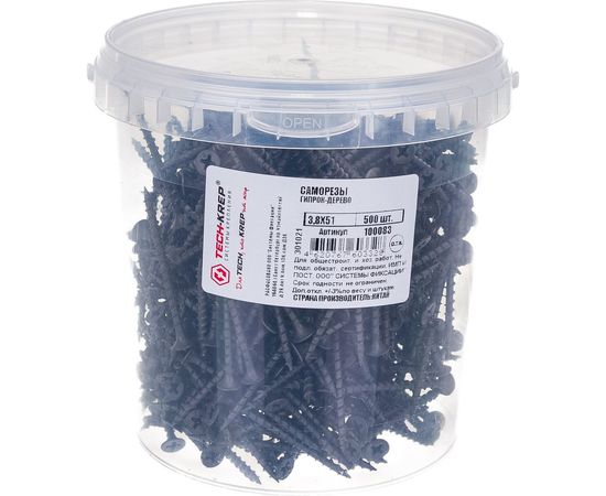 Саморез Tech-Krep ШСГД 3,8х51 500 шт, ведро 100083 