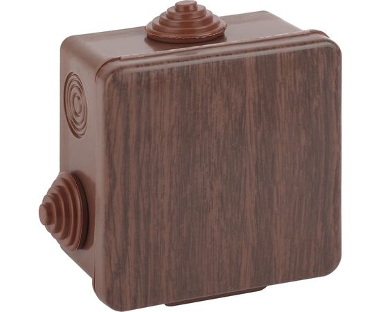 Распаячная коробка ЭРА открытой установки КОР дуб 80х80х50мм с гермовводами 7 вх. IP54 Б0043226 