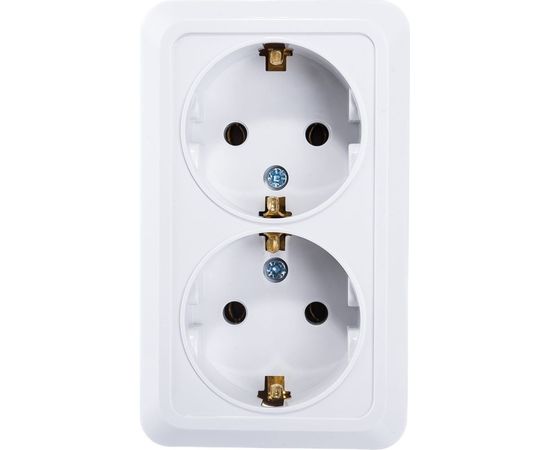 Двойная розетка IN HOME с заземлением BOLLETO белая накладная 7128 4680005959839 