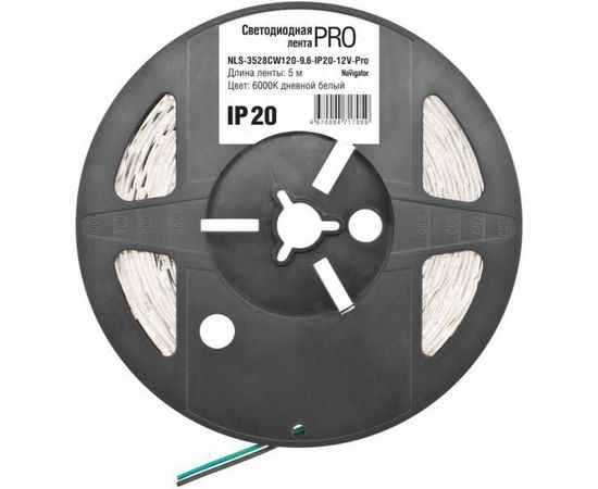 Светодиодная лента Navigator 71 705 NLS-3528CW120-9.6-IP20-12V-Pro R5 9.6Вт/м, упаковка 5м 19367 398812 