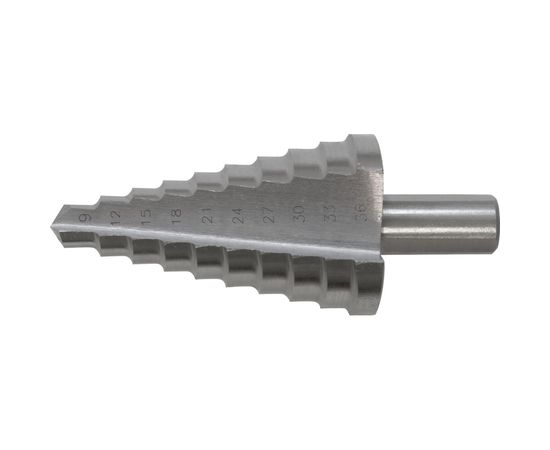 Ступенчатое сверло по металлу Курс HSS 9 ступеней 9-36 мм 36404 – изображение 2